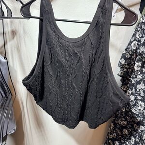 NWT SHEIN Black Textured Crop Top